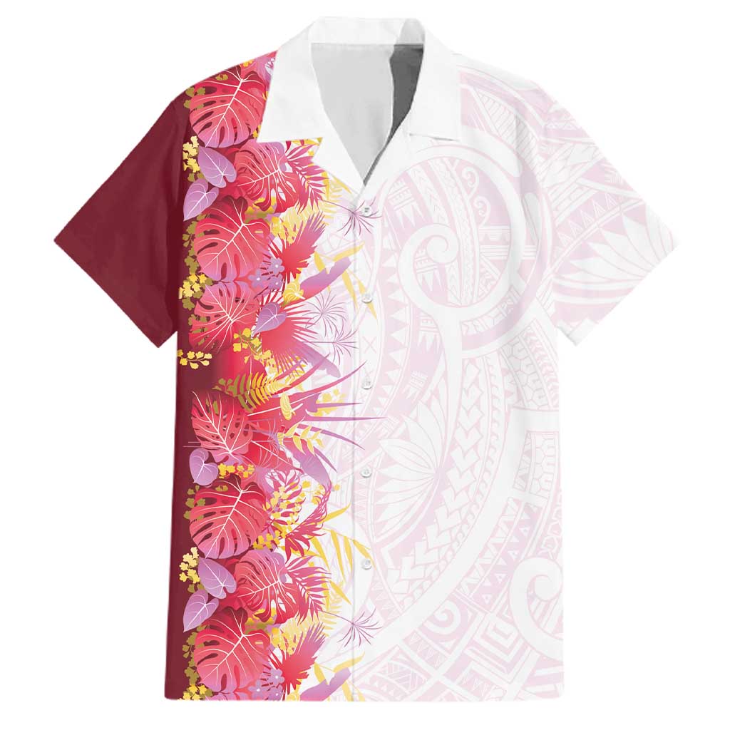 Hawaii Tropical Plant Akala Family Matching Off Shoulder Maxi Dress and Hawaiian Shirt Vibrant Polynesian Pattern