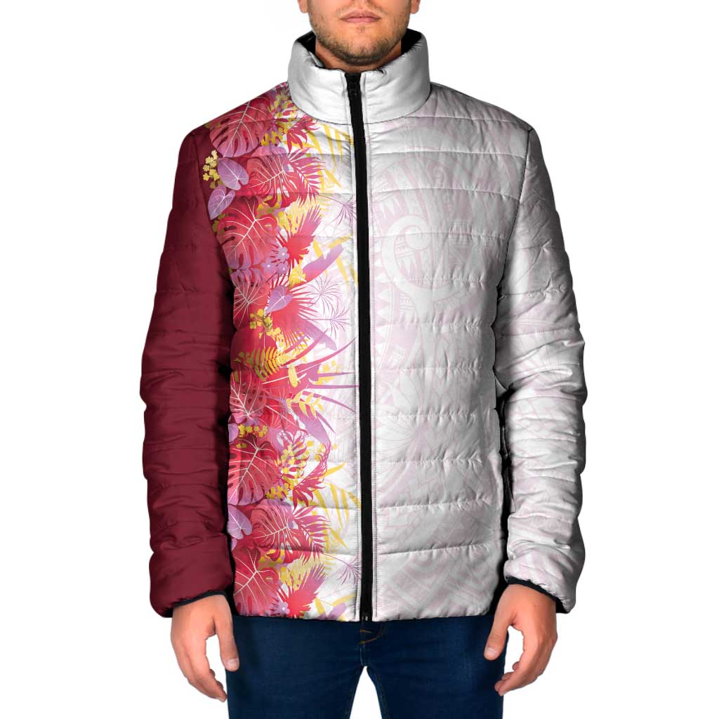 Hawaii Tropical Plant Akala Padded Jacket Vibrant Polynesian Pattern LT01 Men Pink - Polynesian Pride