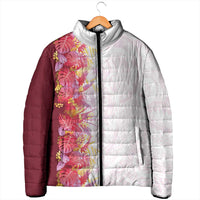 Hawaii Tropical Plant Akala Padded Jacket Vibrant Polynesian Pattern