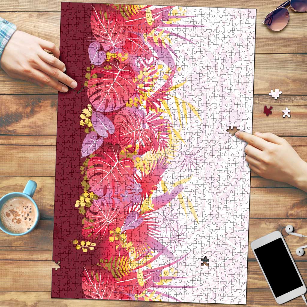 Hawaii Tropical Plant Akala Puzzle Vibrant Polynesian Pattern LT01 Pink - Polynesian Pride