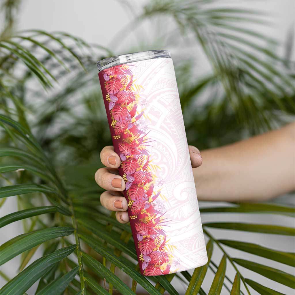 Hawaii Tropical Plant Akala Skinny Tumbler Vibrant Polynesian Pattern