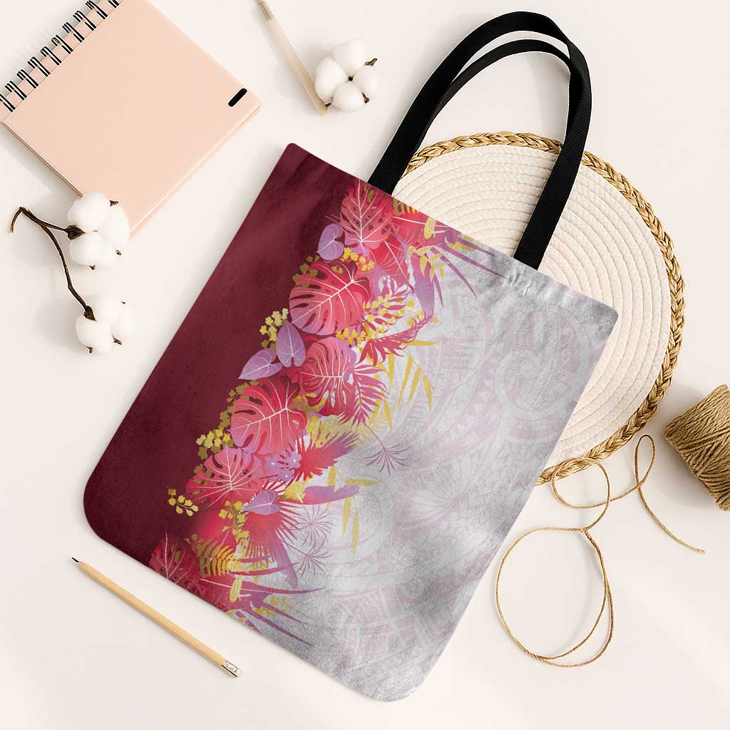 Hawaii Tropical Plant Akala Tote Bag Vibrant Polynesian Pattern LT01 Black Strap One Size Pink - Polynesian Pride