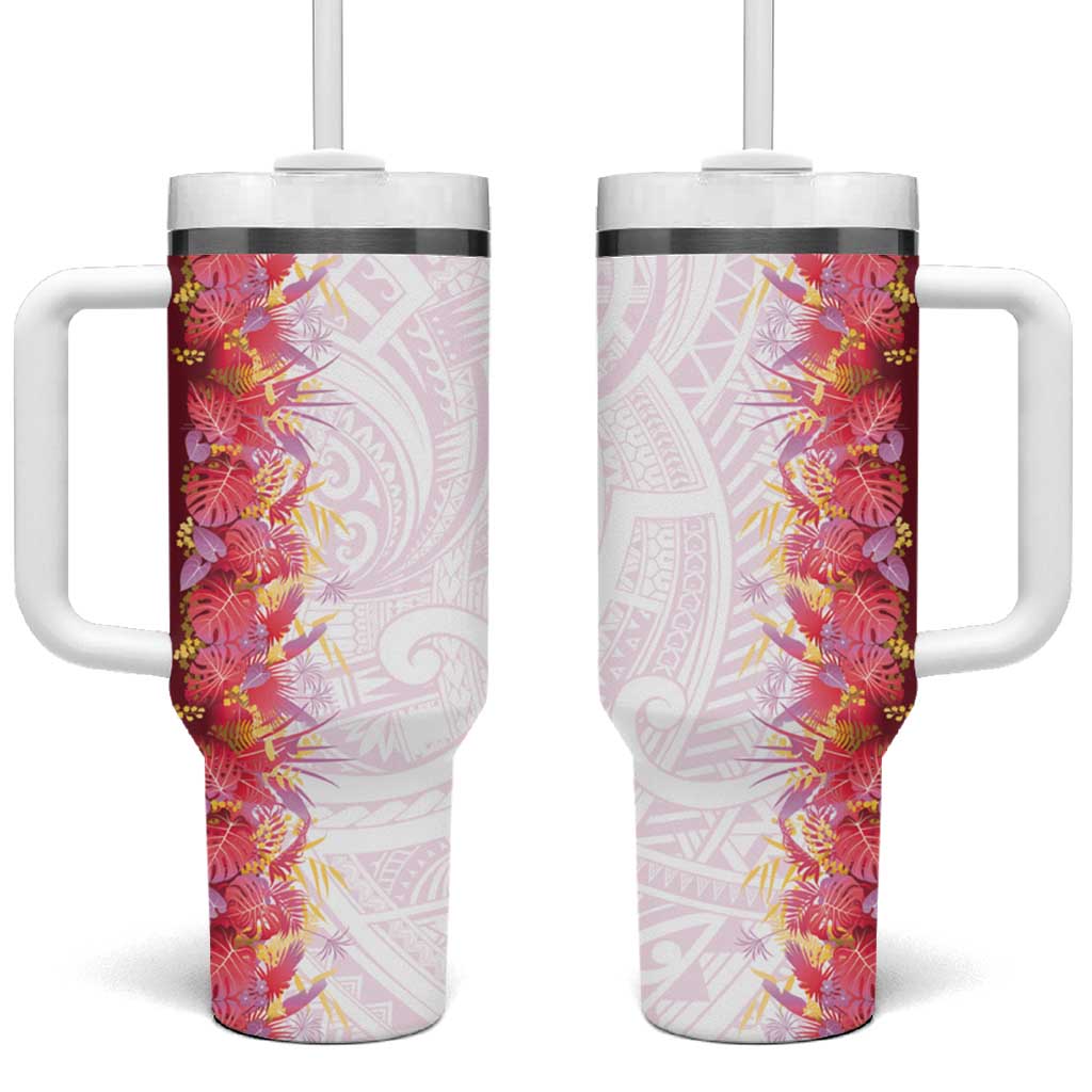 Hawaii Tropical Plant Akala Tumbler With Handle Vibrant Polynesian Pattern LT01 One Size: 40 oz Pink - Polynesian Pride