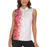 Hawaii Tropical Plant Akala Women Sleeveless Polo Shirt Vibrant Polynesian Pattern LT01 - Polynesian Pride