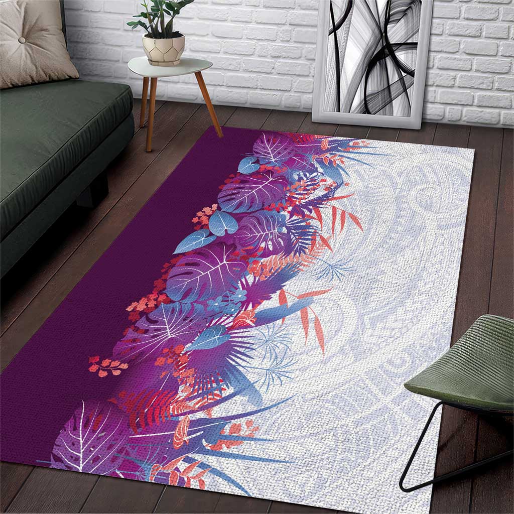 Hawaii Tropical Plant Poni Area Rug Vibrant Polynesian Pattern