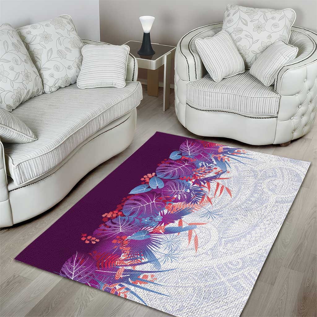 Hawaii Tropical Plant Poni Area Rug Vibrant Polynesian Pattern