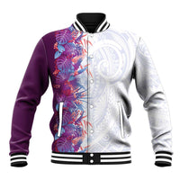 Hawaii Tropical Plant Poni Baseball Jacket Vibrant Polynesian Pattern