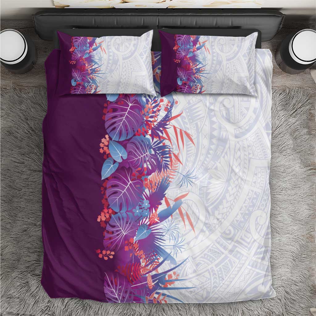 Hawaii Tropical Plant Poni Bedding Set Vibrant Polynesian Pattern LT01 Purple - Polynesian Pride