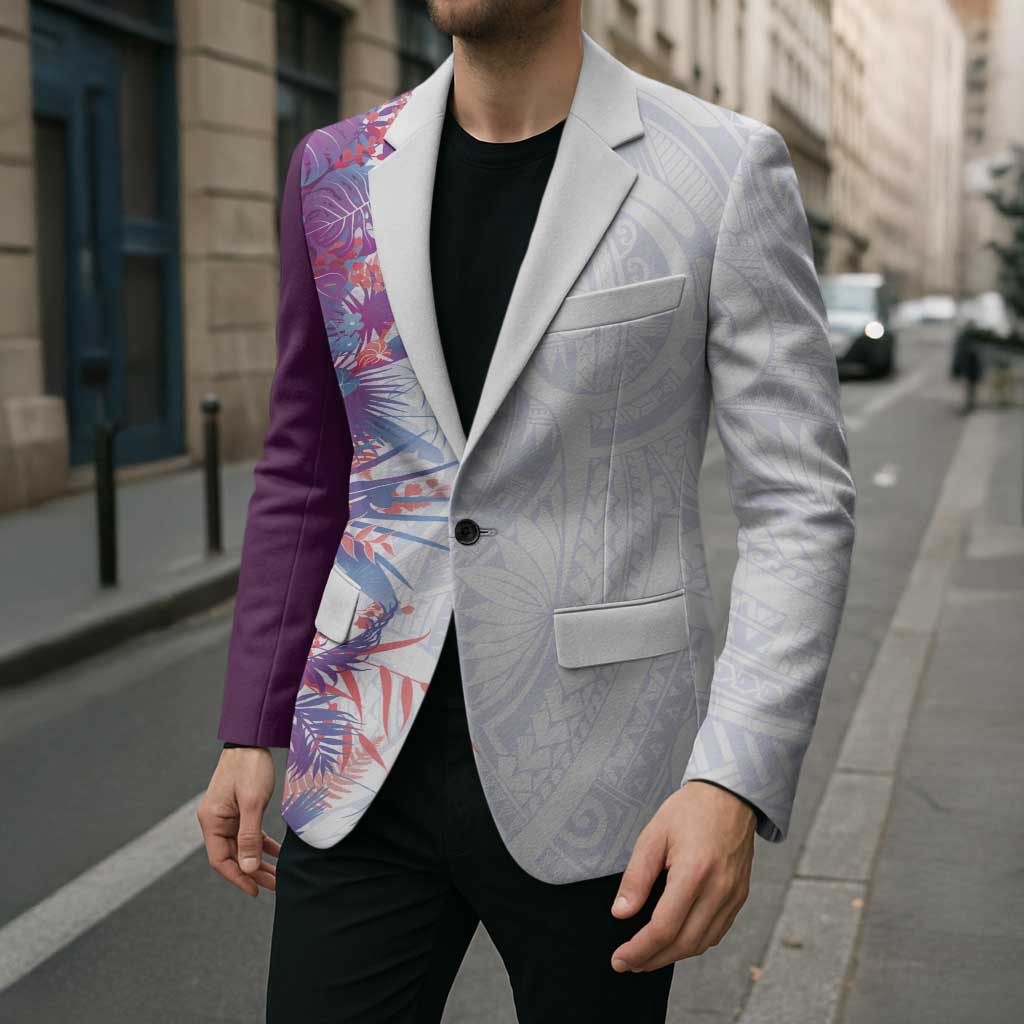 Hawaii Tropical Plant Poni Blazer Vibrant Polynesian Pattern