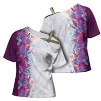 Hawaii Tropical Plant Poni Cross Shoulder Shirt Vibrant Polynesian Pattern LT01 - Polynesian Pride