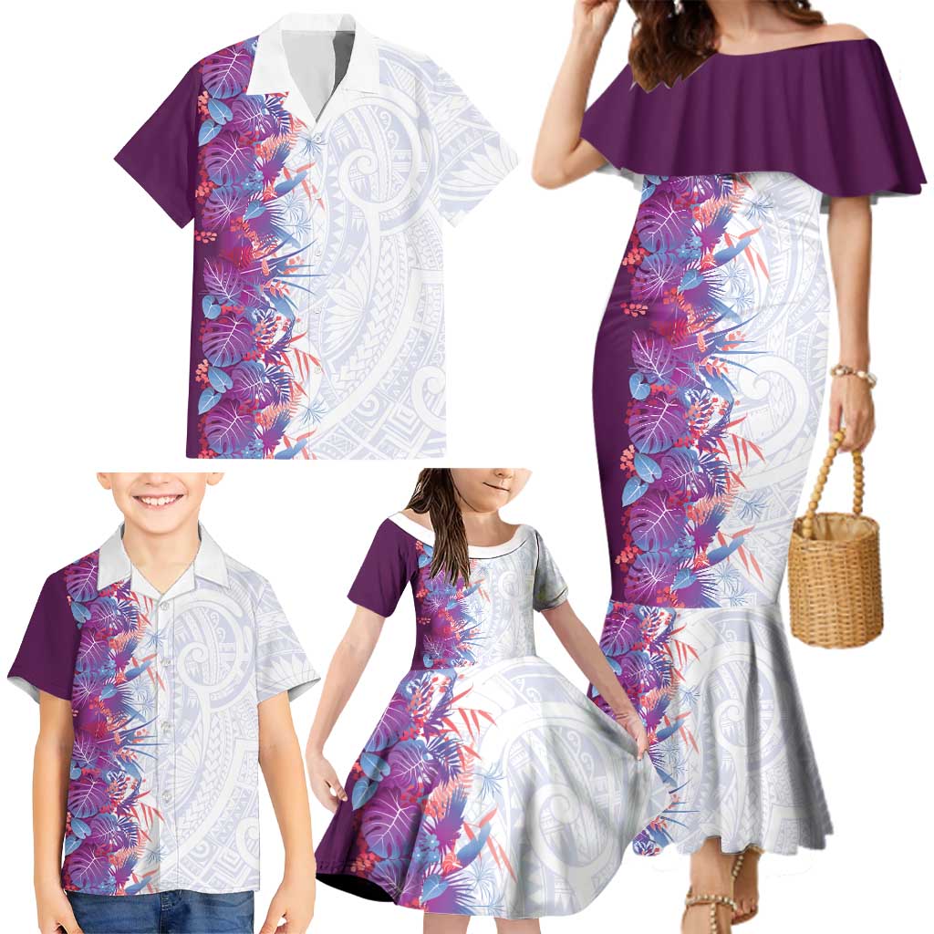 Hawaii Tropical Plant Poni Family Matching Mermaid Dress and Hawaiian Shirt Vibrant Polynesian Pattern LT01 - Polynesian Pride