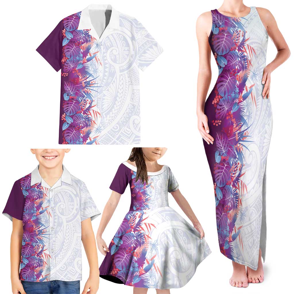 Hawaii Tropical Plant Poni Family Matching Tank Maxi Dress and Hawaiian Shirt Vibrant Polynesian Pattern LT01 - Polynesian Pride