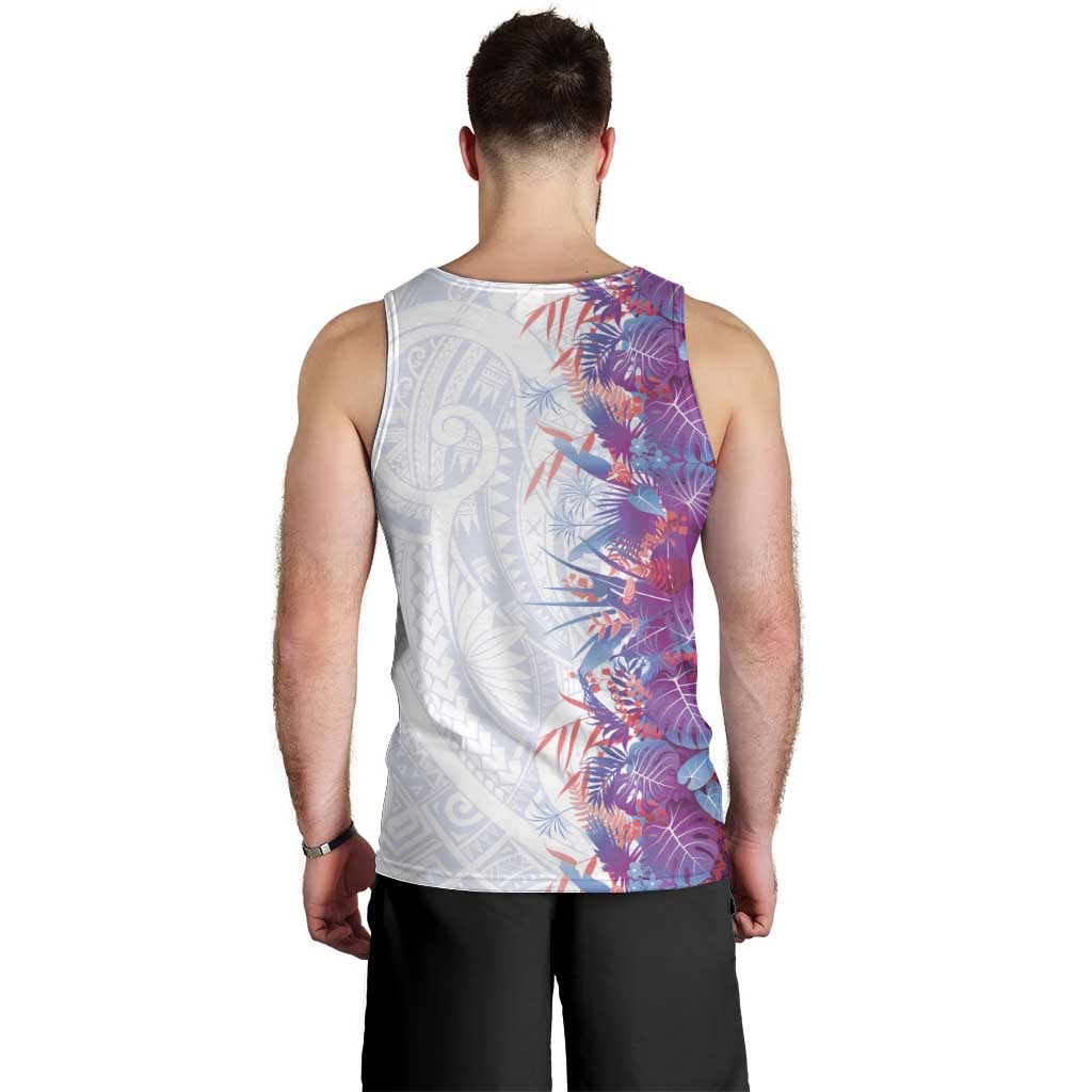 Hawaii Tropical Plant Poni Men Tank Top Vibrant Polynesian Pattern