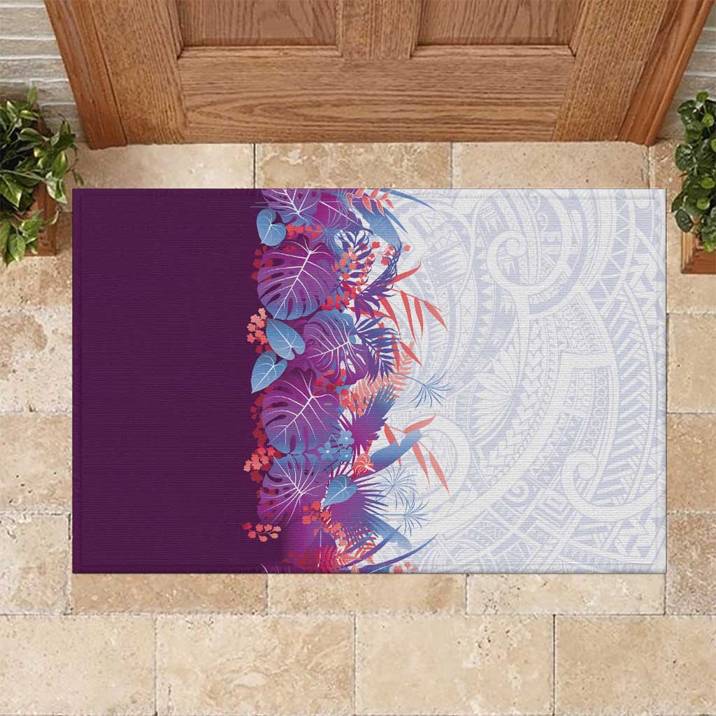 Hawaii Tropical Plant Poni Rubber Doormat Vibrant Polynesian Pattern LT01 Purple - Polynesian Pride