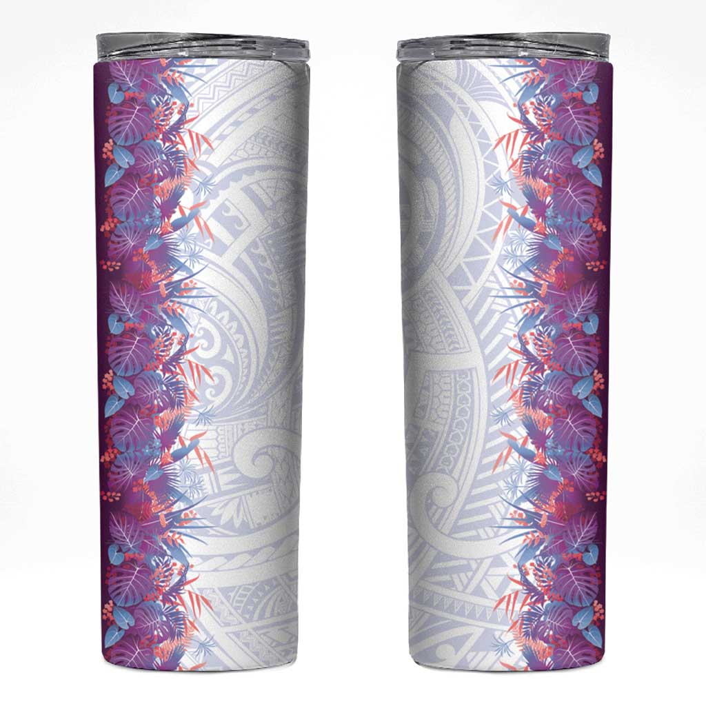 Hawaii Tropical Plant Poni Skinny Tumbler Vibrant Polynesian Pattern LT01 Purple - Polynesian Pride