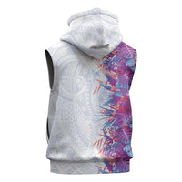 Hawaii Tropical Plant Poni Sleeveless Hoodie Vibrant Polynesian Pattern