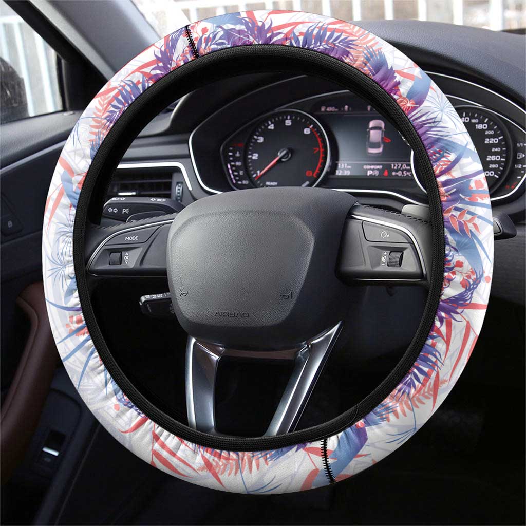 Hawaii Tropical Plant Poni Steering Wheel Cover Vibrant Polynesian Pattern