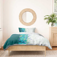 Hawaii Tropical Plant Teal Bedding Set Vibrant Polynesian Pattern