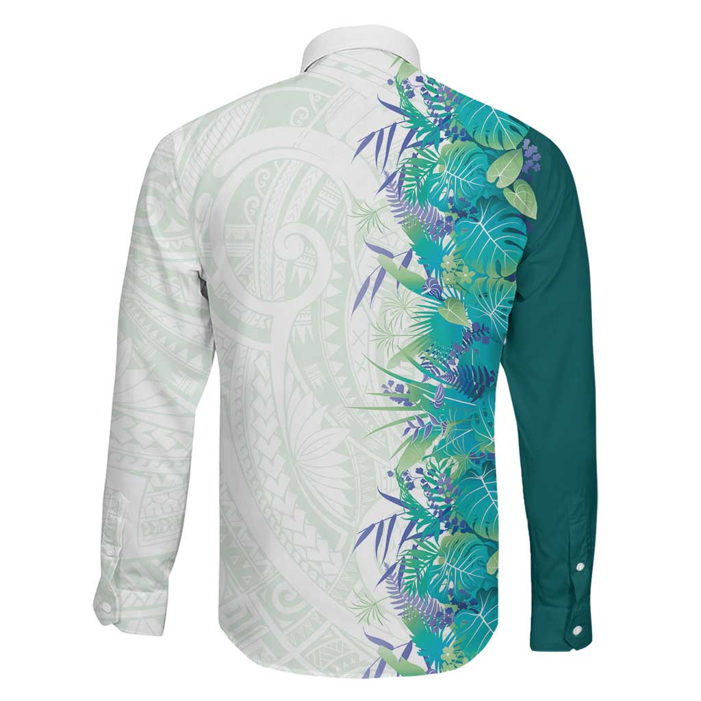Hawaii Tropical Plant Teal Family Matching Mermaid Dress and Hawaiian Shirt Vibrant Polynesian Pattern LT01 - Polynesian Pride