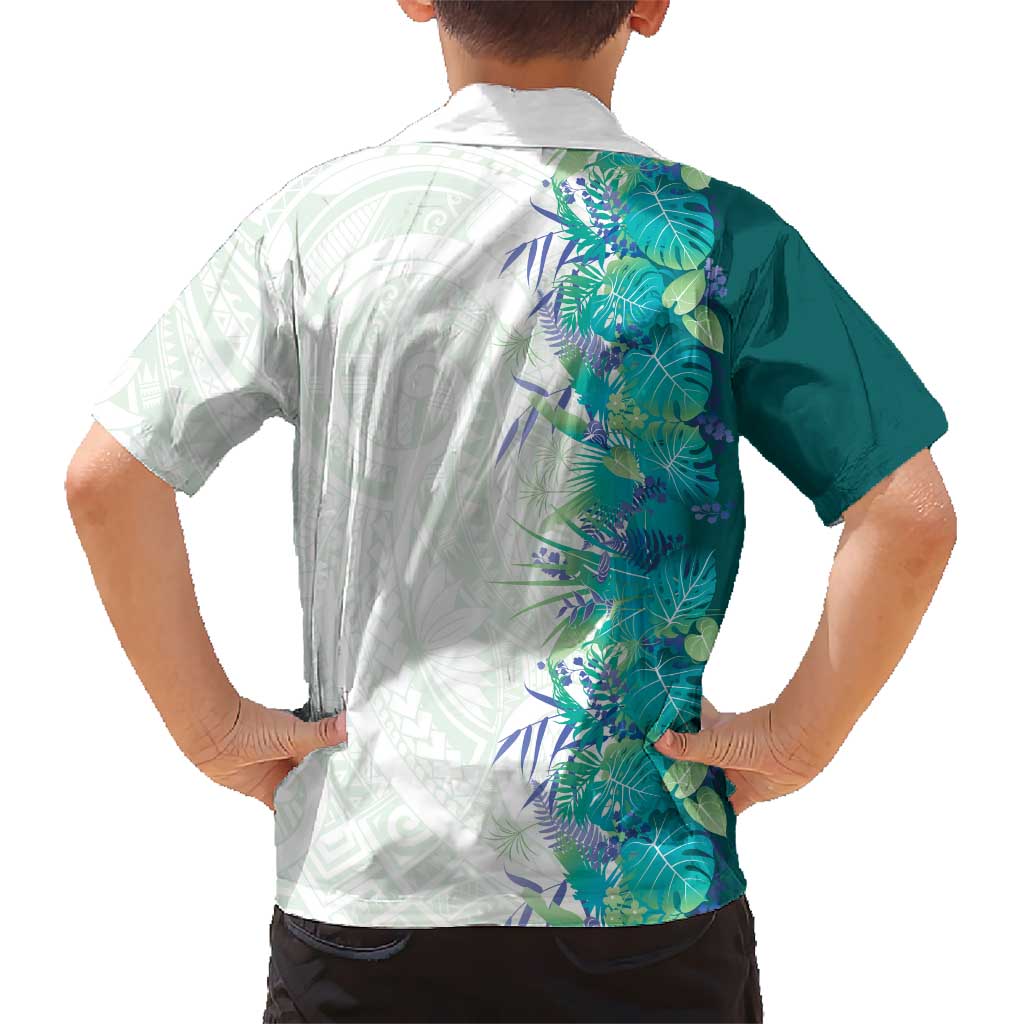 Hawaii Tropical Plant Teal Family Matching Summer Maxi Dress and Hawaiian Shirt Vibrant Polynesian Pattern LT01 - Polynesian Pride