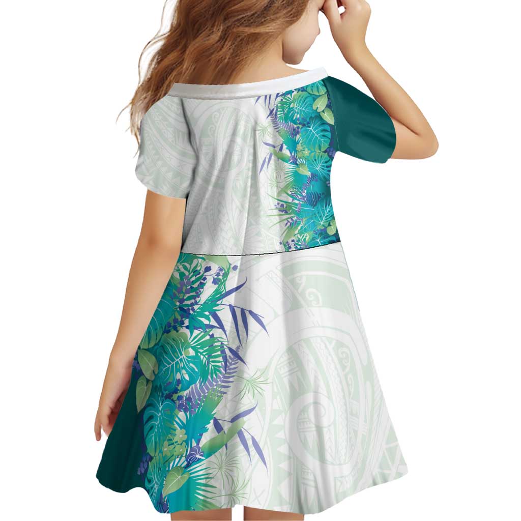 Hawaii Tropical Plant Teal Family Matching Tank Maxi Dress and Hawaiian Shirt Vibrant Polynesian Pattern