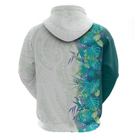 Hawaii Tropical Plant Teal Hoodie Vibrant Polynesian Pattern LT01 - Polynesian Pride