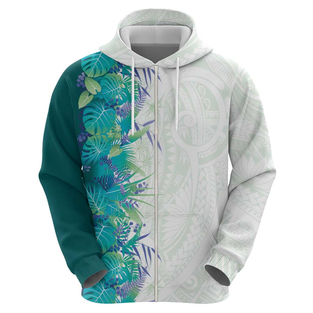 Hawaii Tropical Plant Teal Hoodie Vibrant Polynesian Pattern LT01 - Polynesian Pride