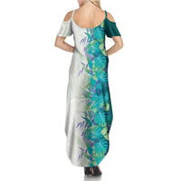 Hawaii Tropical Plant Teal Summer Maxi Dress Vibrant Polynesian Pattern LT01 - Polynesian Pride