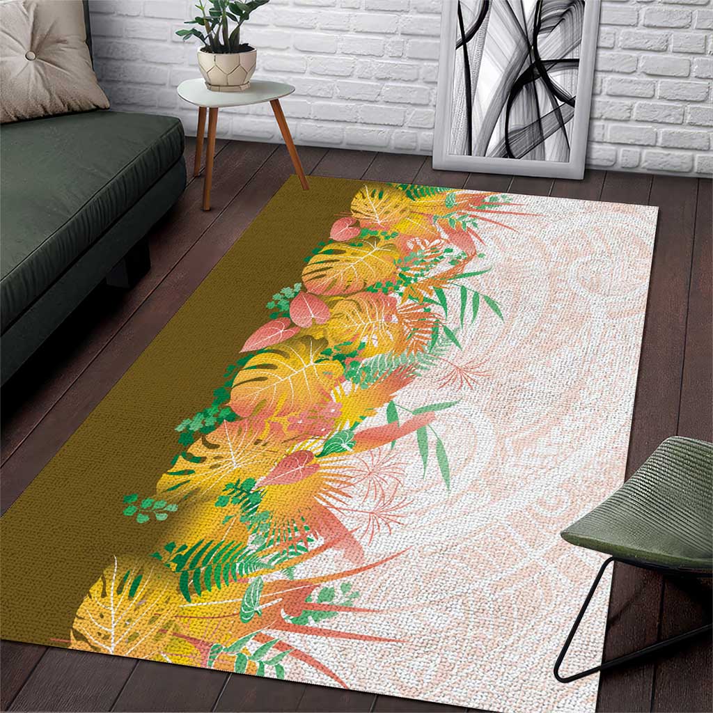 Hawaii Tropical Plant Lenalena Area Rug Vibrant Polynesian Pattern