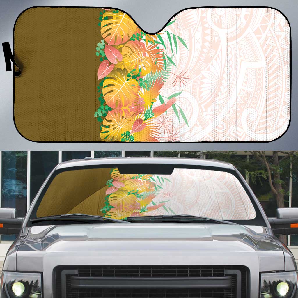 Hawaii Tropical Plant Lenalena Auto Sun Shade Vibrant Polynesian Pattern