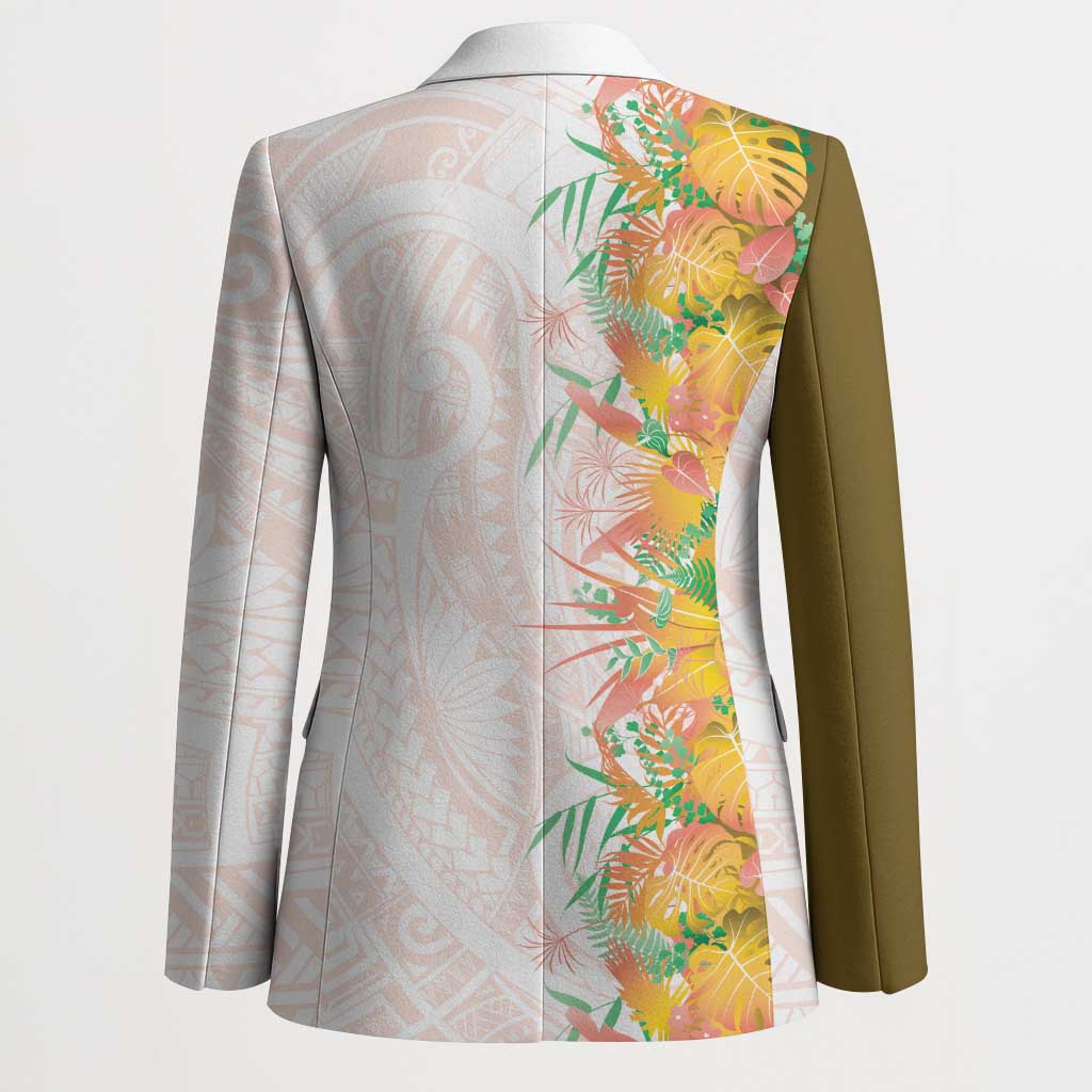 Hawaii Tropical Plant Lenalena Blazer Vibrant Polynesian Pattern
