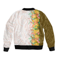 Hawaii Tropical Plant Lenalena Bomber Jacket Vibrant Polynesian Pattern