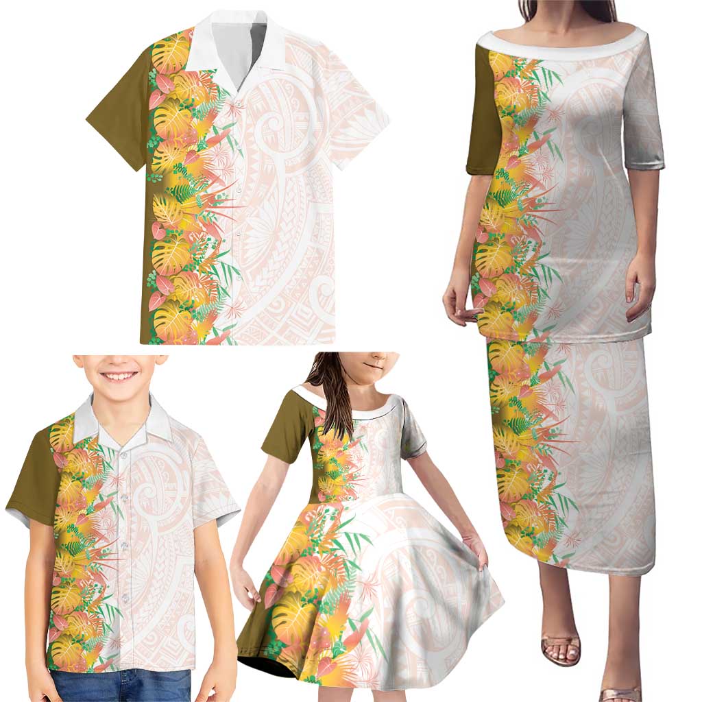 Hawaii Tropical Plant Lenalena Family Matching Puletasi and Hawaiian Shirt Vibrant Polynesian Pattern LT01 - Polynesian Pride