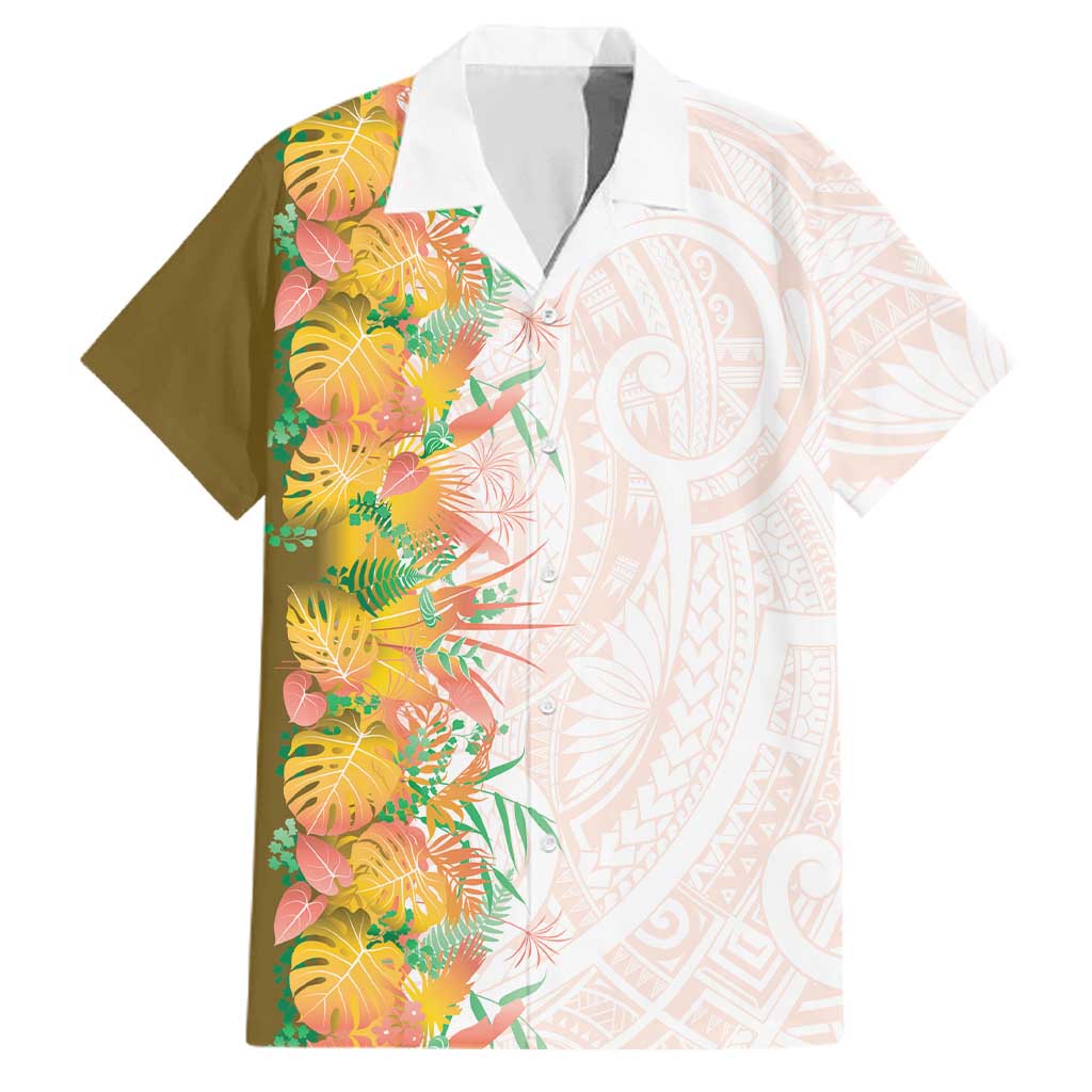 Hawaii Tropical Plant Lenalena Family Matching Short Sleeve Bodycon Dress and Hawaiian Shirt Vibrant Polynesian Pattern