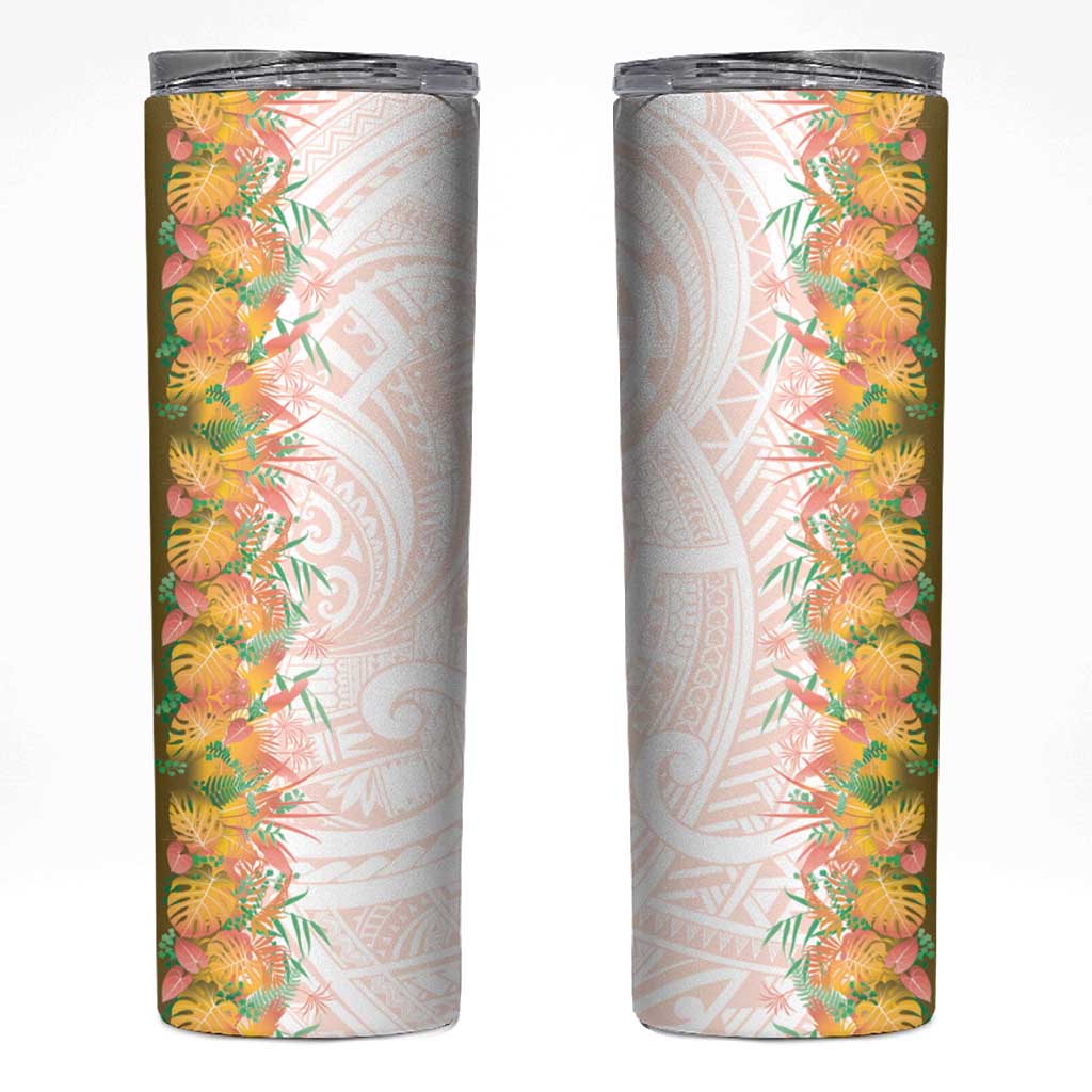 Hawaii Tropical Plant Lenalena Skinny Tumbler Vibrant Polynesian Pattern LT01 Yellow - Polynesian Pride