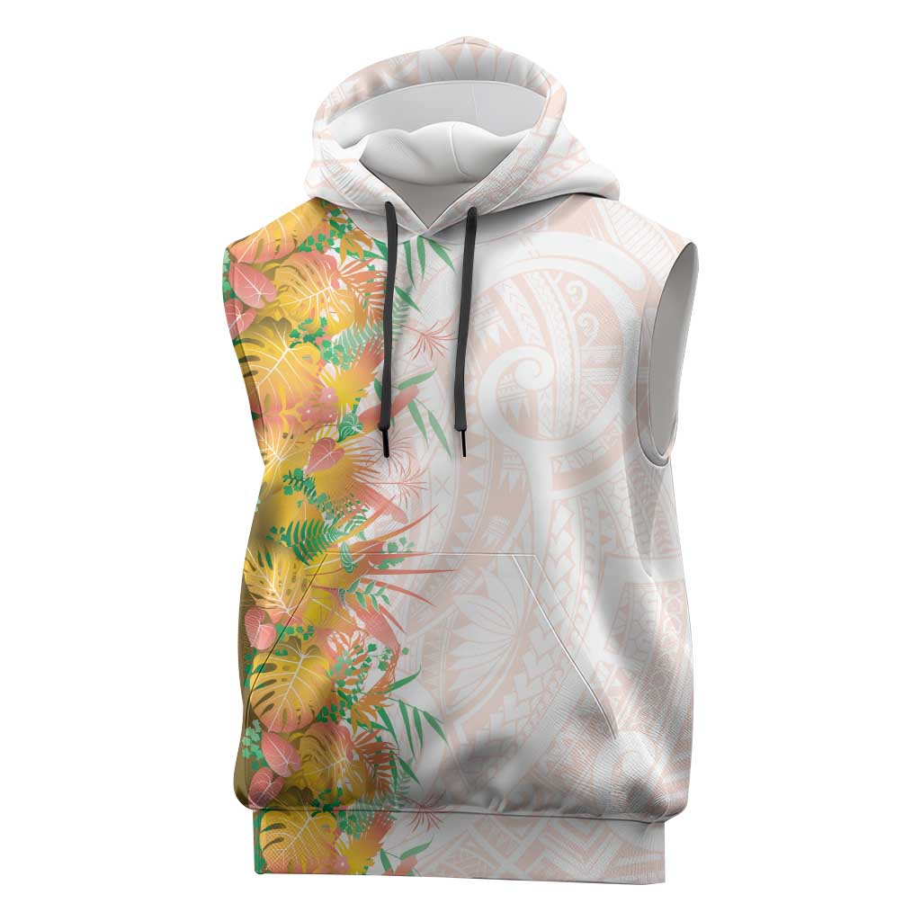 Hawaii Tropical Plant Lenalena Sleeveless Hoodie Vibrant Polynesian Pattern LT01 Yellow - Polynesian Pride