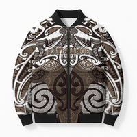 Personalised Maori Kati Mamoe Bomber Puffer Jacket Silver Fern Kowhaiwhai Art