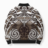 Personalised Maori Kati Mamoe Bomber Puffer Jacket Silver Fern Kowhaiwhai Art