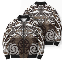 Personalised Maori Kati Mamoe Bomber Puffer Jacket Silver Fern Kowhaiwhai Art