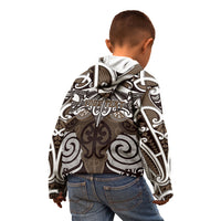 Personalised Maori Kati Mamoe Kid Hoodie Silver Fern Kowhaiwhai Art