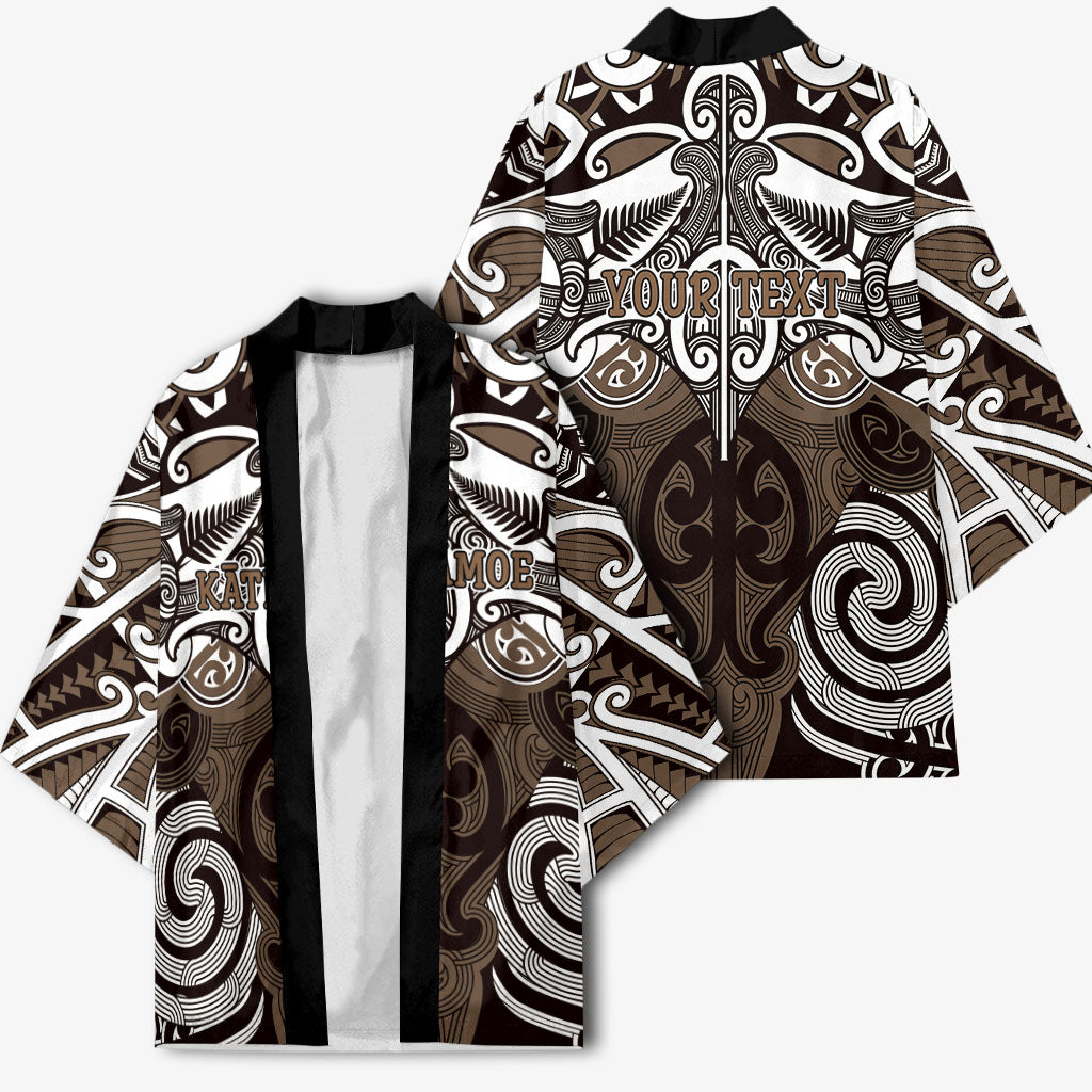 Personalised Maori Kati Mamoe Kimono Silver Fern Kowhaiwhai Art