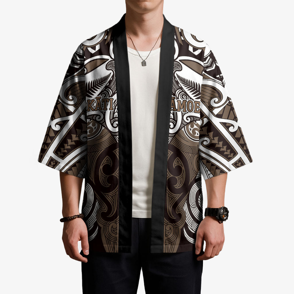 Personalised Maori Kati Mamoe Kimono Silver Fern Kowhaiwhai Art
