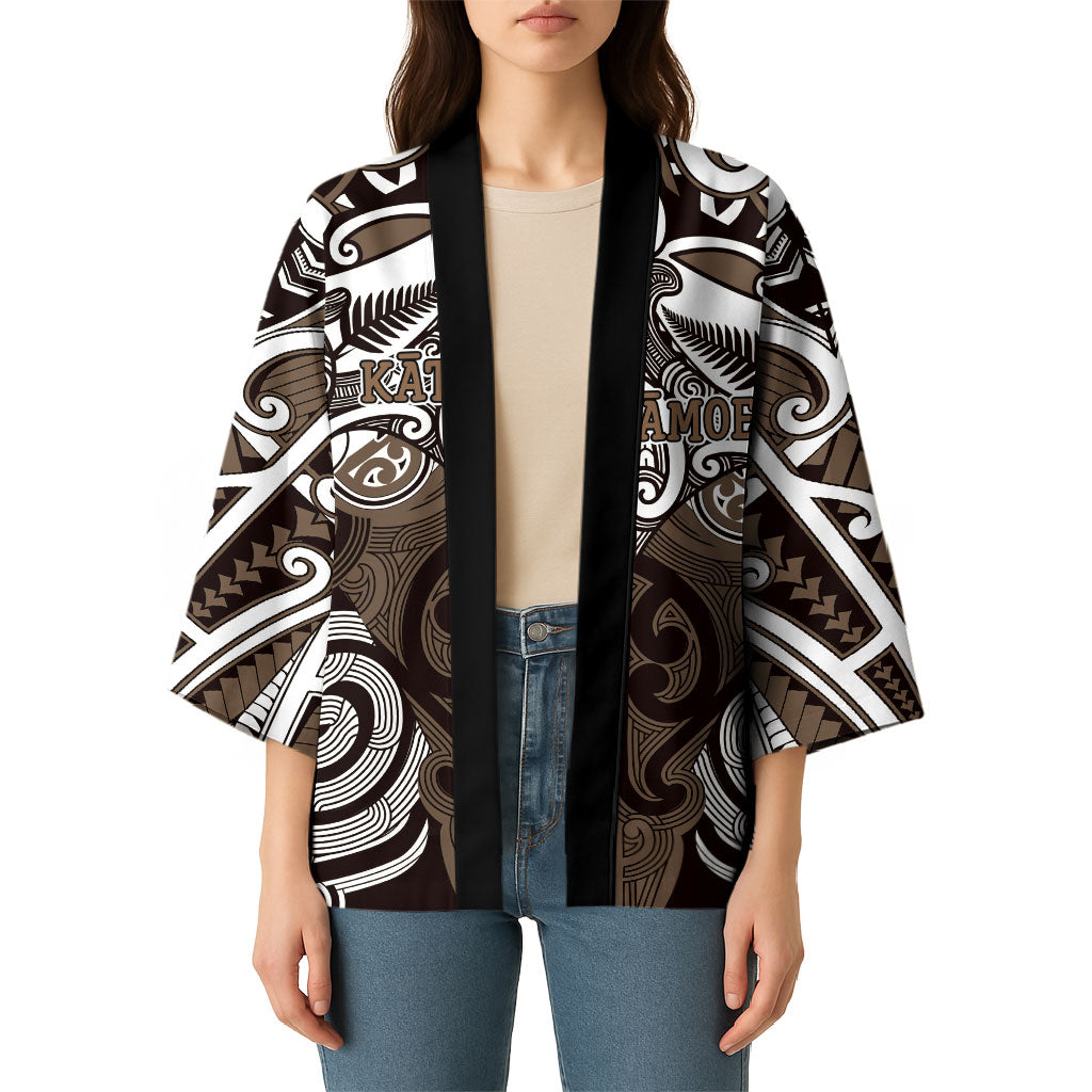 Personalised Maori Kati Mamoe Kimono Silver Fern Kowhaiwhai Art