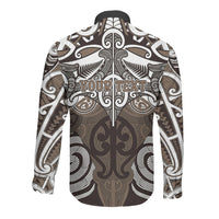 Personalised Maori Kati Mamoe Long Sleeve Button Shirt Silver Fern Kowhaiwhai Art
