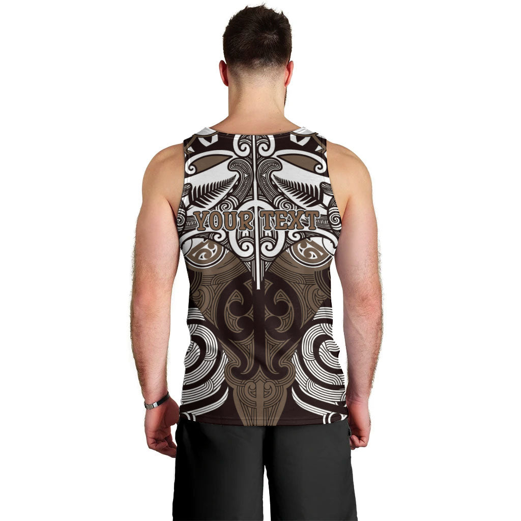 Personalised Maori Kati Mamoe Men Tank Top Silver Fern Kowhaiwhai Art