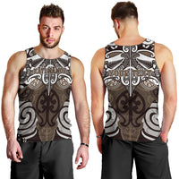 Personalised Maori Kati Mamoe Men Tank Top Silver Fern Kowhaiwhai Art