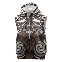 Personalised Maori Kati Mamoe Sleeveless Hoodie Silver Fern Kowhaiwhai Art