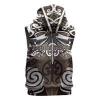 Personalised Maori Kati Mamoe Sleeveless Hoodie Silver Fern Kowhaiwhai Art