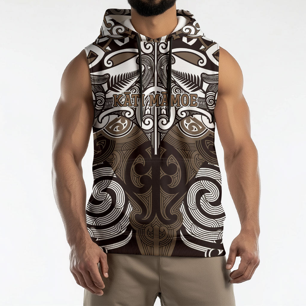 Personalised Maori Kati Mamoe Sleeveless Hoodie Silver Fern Kowhaiwhai Art