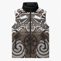 Personalised Maori Kati Mamoe Sleeveless Puffer Jacket Silver Fern Kowhaiwhai Art